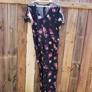 Black and Purple, Floral, Torrid, Jumpsuit. Size 2